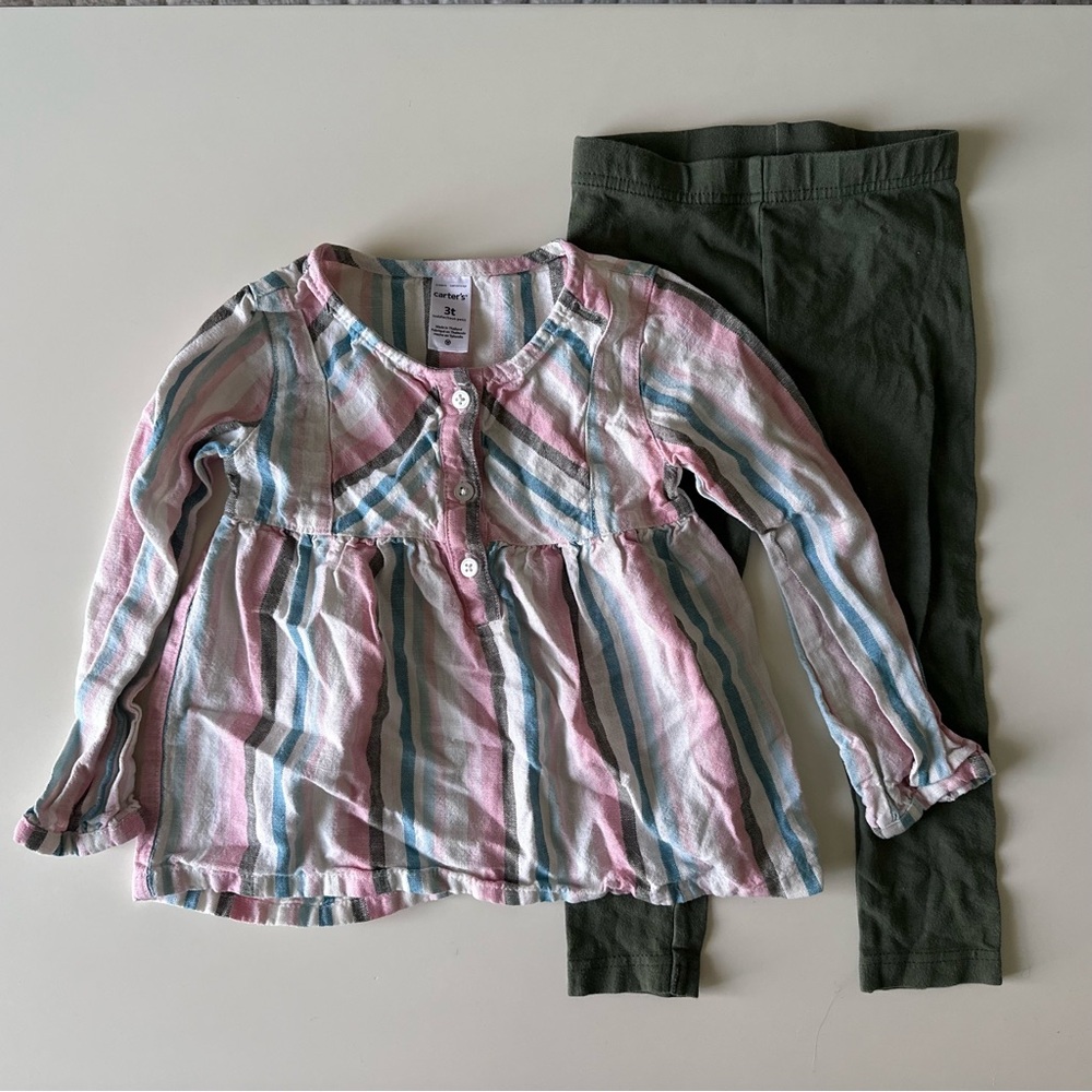 Toddler girls 3T Carter's Matching linen shirt and leggings